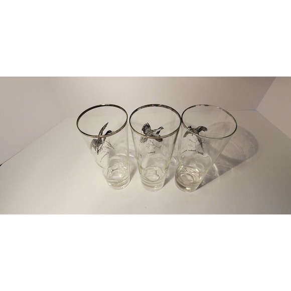Vintage SPORTSMAN by Federal Glass Game Bird Tumblers Glasses Set Of 3 Barware - Picture 5 of 9